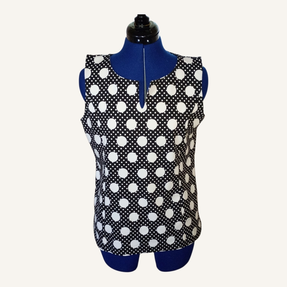 Talbots Black and White Polka Dot Tank Top Size Medium